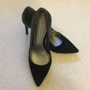 BCBGeneration Black leather+velvet heels (size: 7)